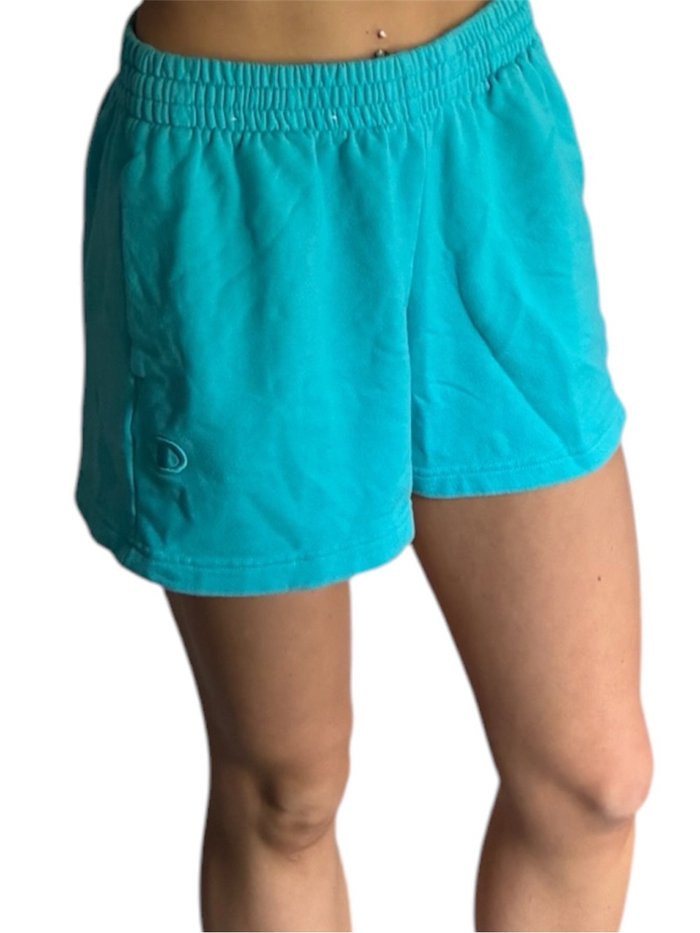 Champion Sweat Shorts in Teal Aqua - Tonal C Logo - Size XS